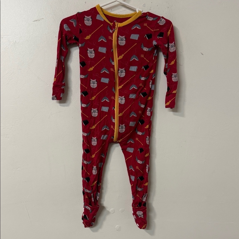 Kickee Pants Harry Potter Red Owl and Hat Print Kids Footie